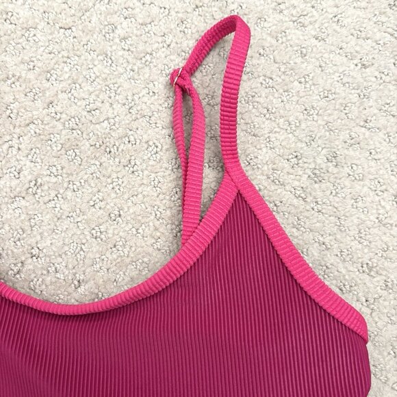 NEW Beach Riot Eva Pink Colorblock Ribbed Bikini Top Women’s Size Small - Picture 3 of 7